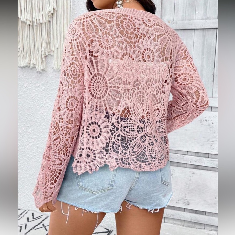 Cream Crochet Cardigan - Picture 14 of 16